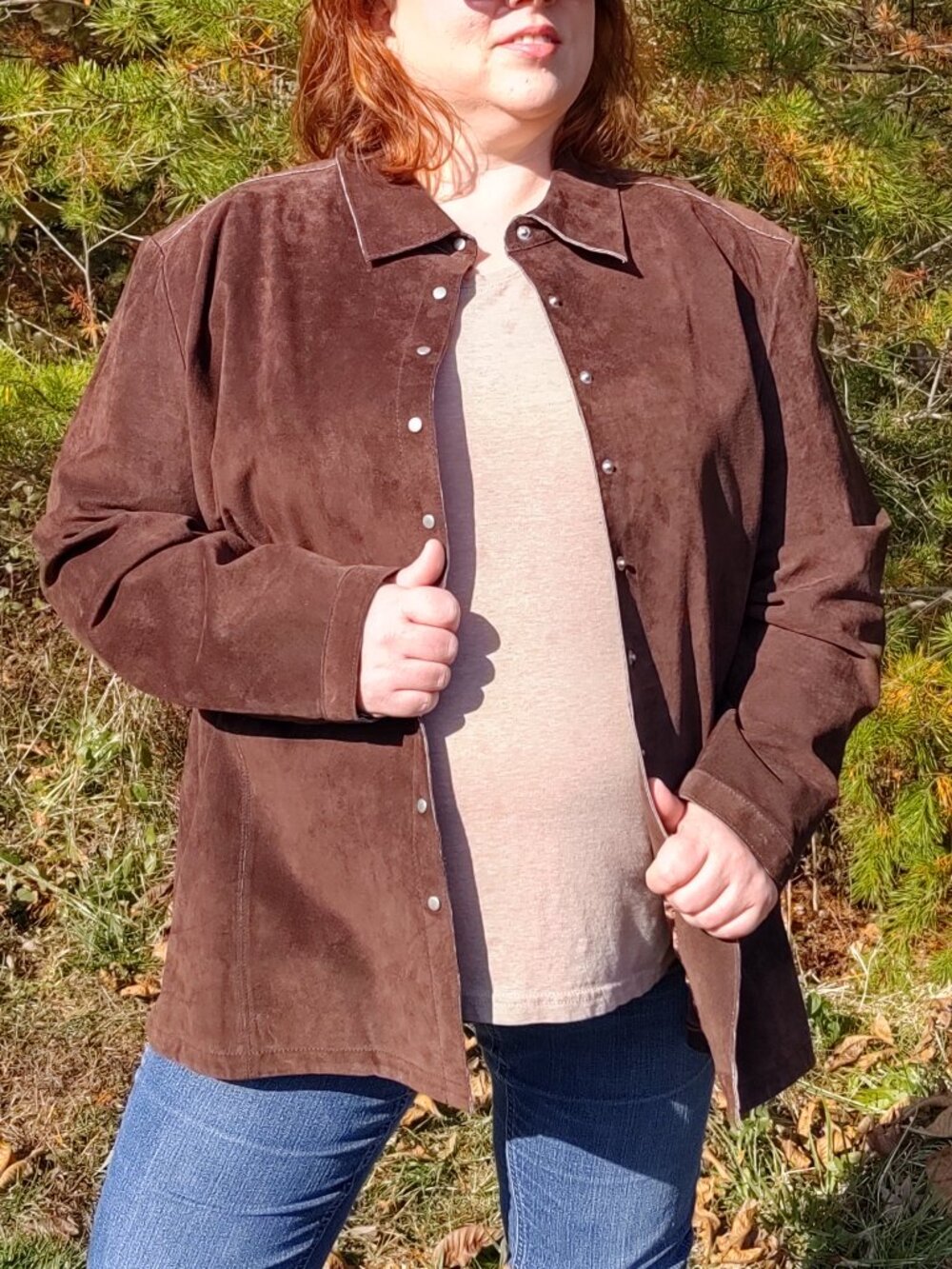 JL Studio Brown Suede Snap Jacket 30W